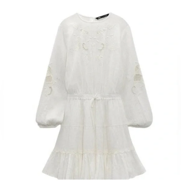 NWT Zara Cream Mini Dress - Picture 3 of 7